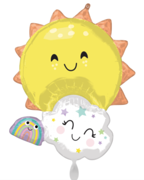 XL Folienballon Figur - Sonne, Wolke, Regenbogen - 71cm